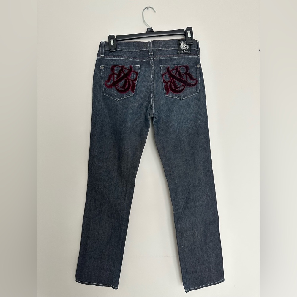 Womens Rock and Republic black denim jeans velvet pocket